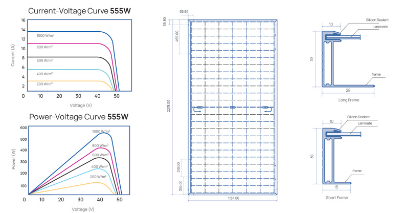 Solar Panel 555w Mana Energy Mono Crystalline Dual Glass model MEP555-P144-GG_03