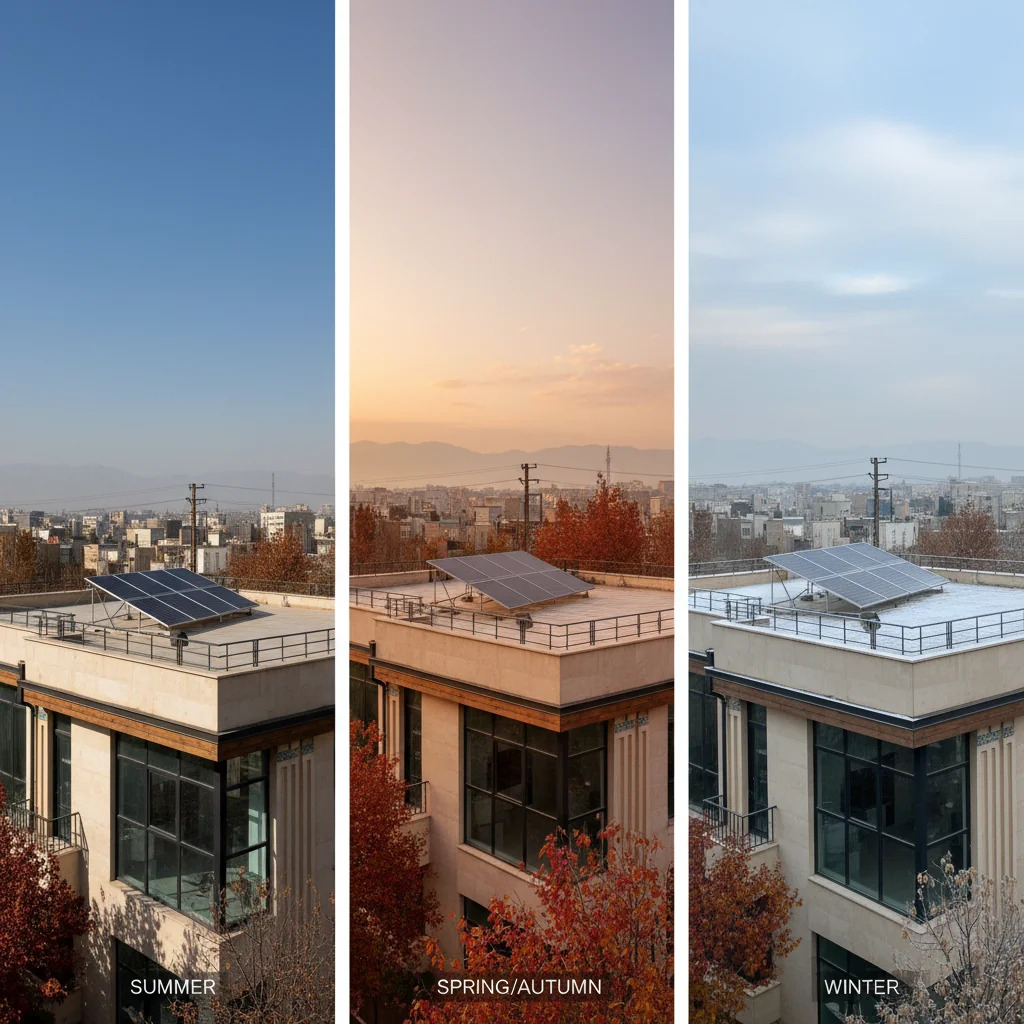 بهترین زاویه پنل خورشیدی در خانه ای در تهران