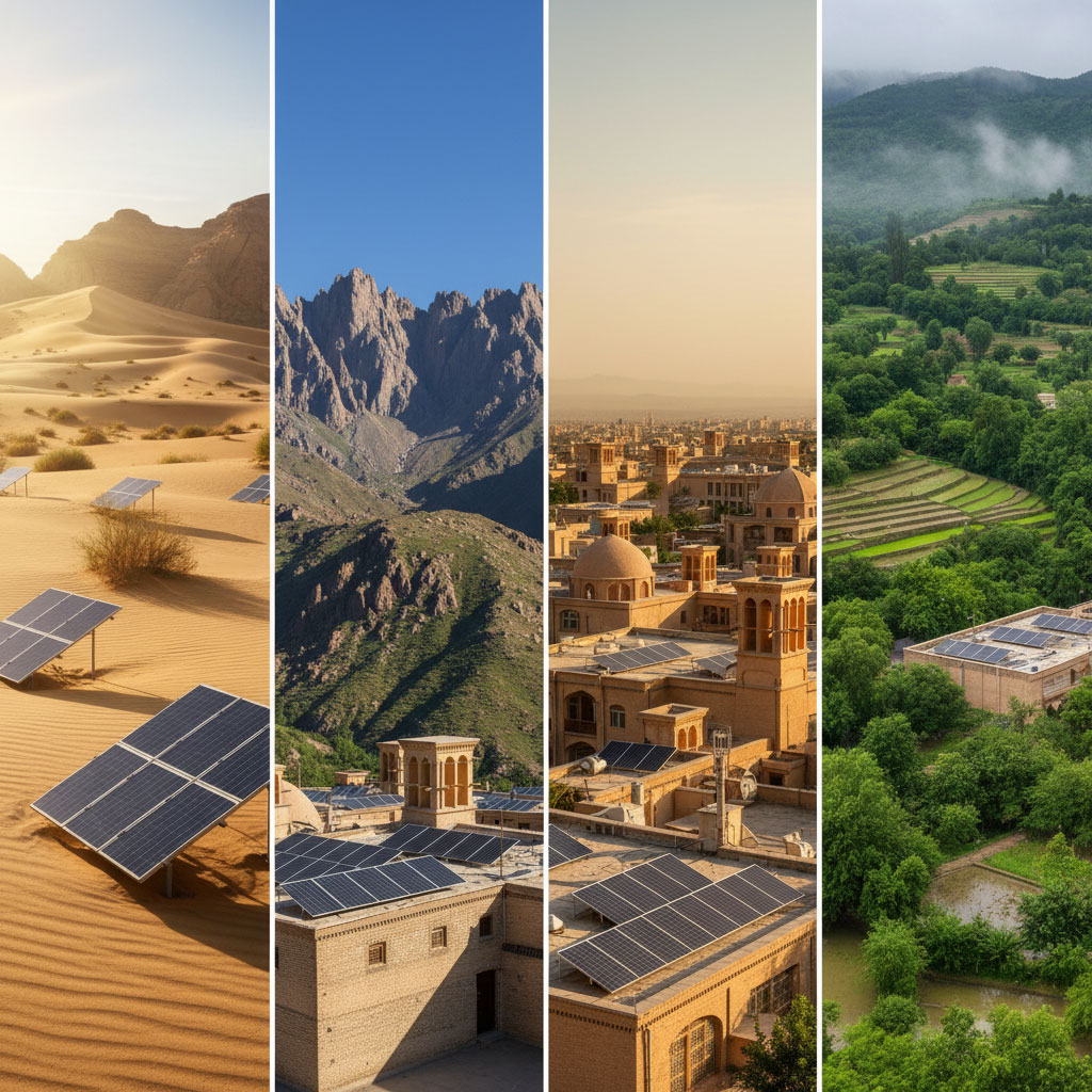 پنل های خورشیدی در مناطق مختلف آب هوایی ایران
