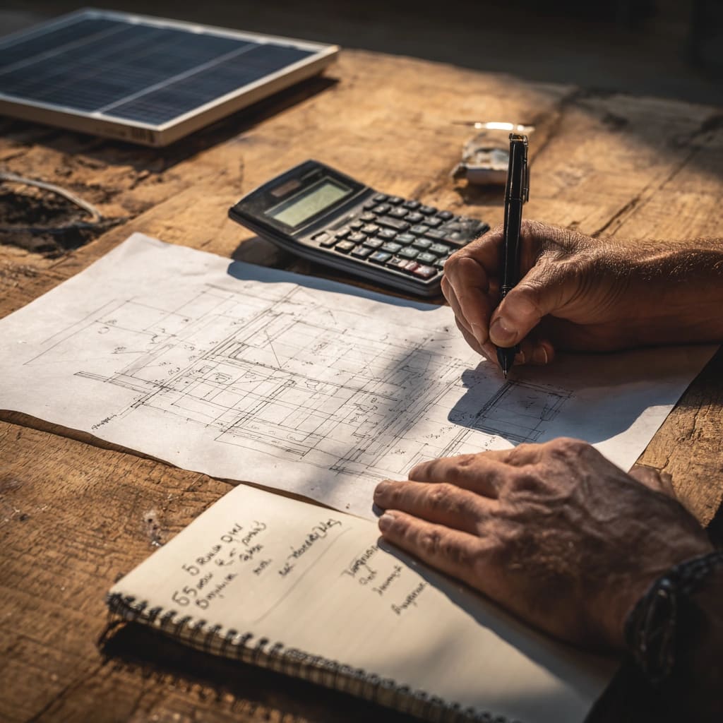 محاسبه پنل خورشیدی روی نقشه ساختمان