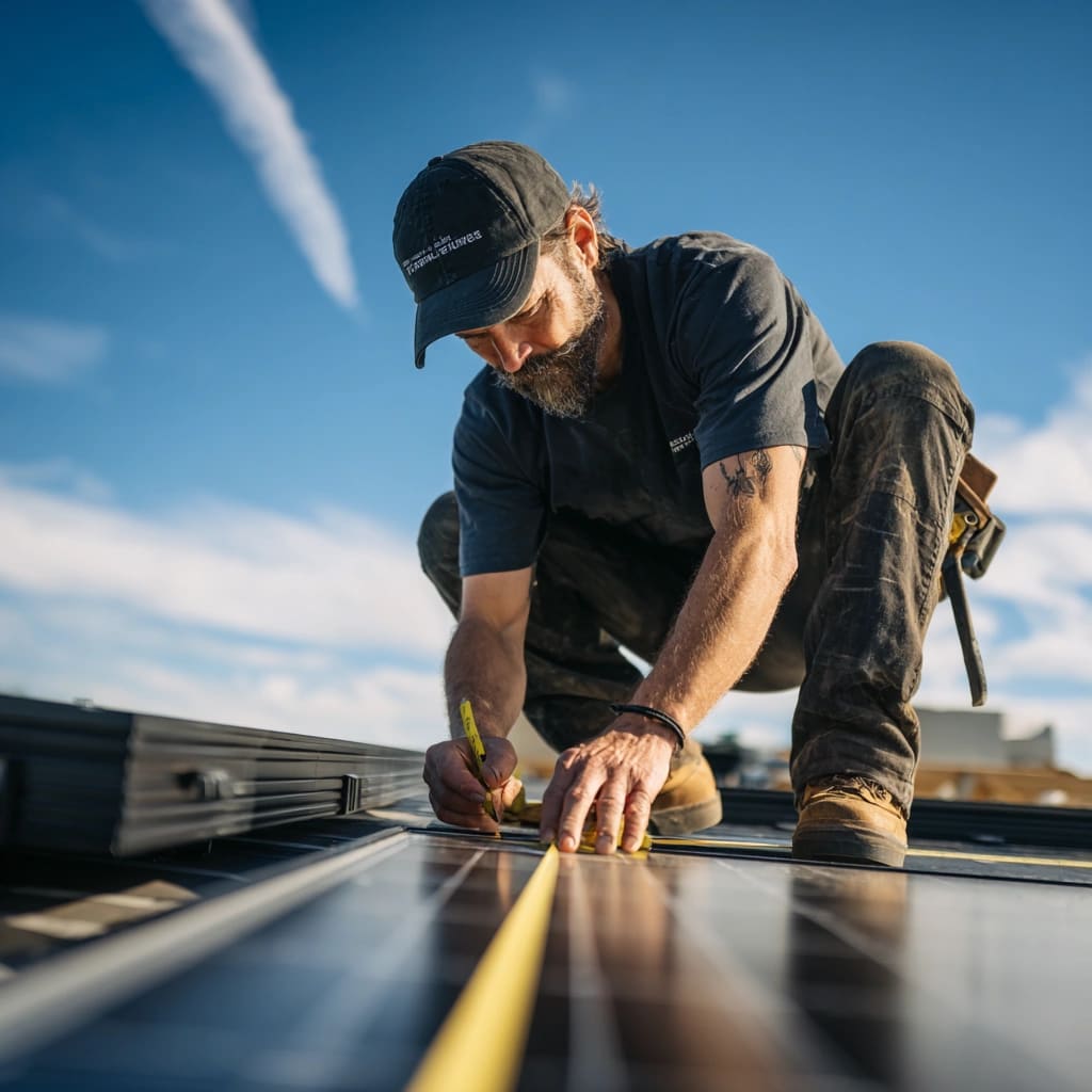 اندازه‌ گیری پنل خورشیدی هنگام نصب روی سقف