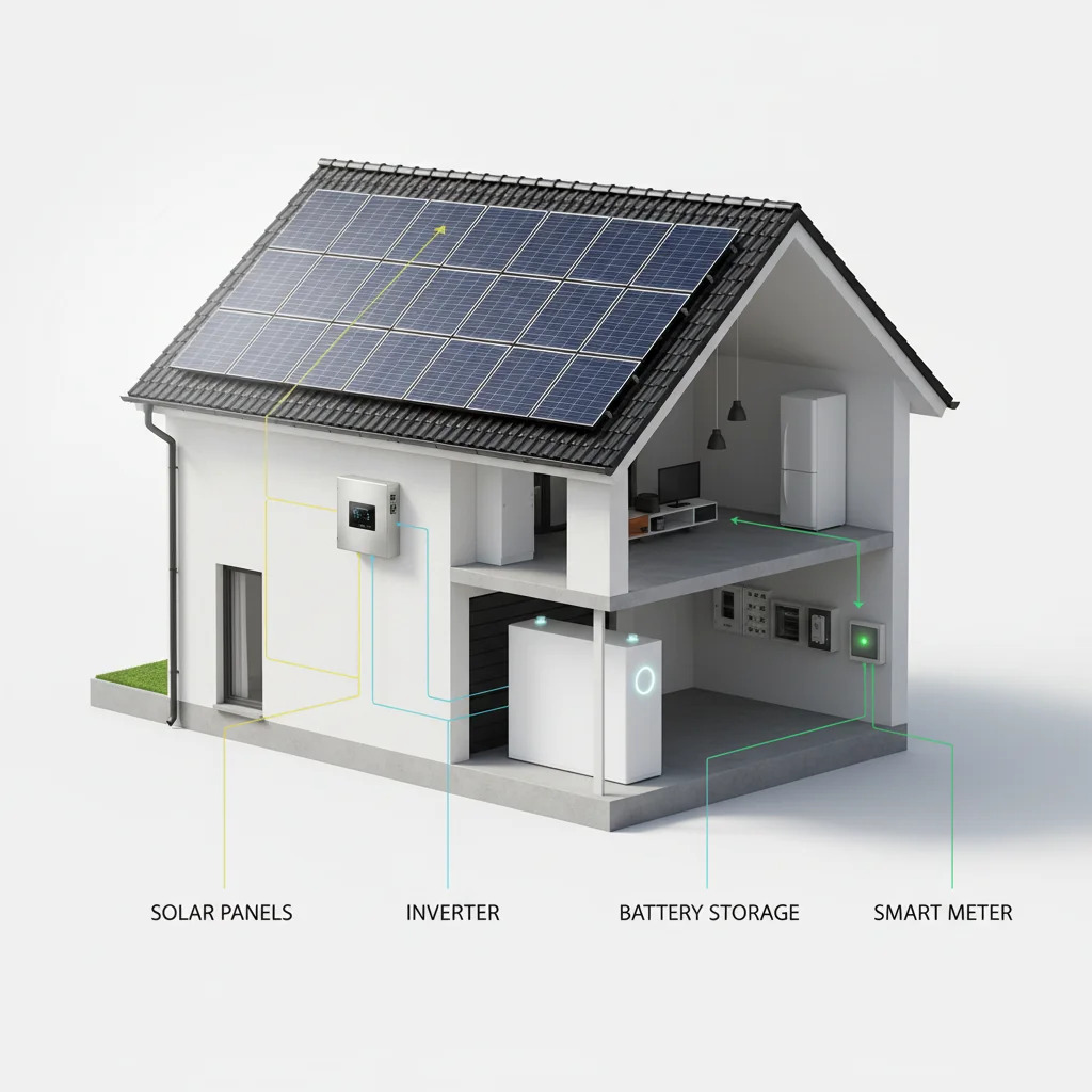 اجزای سیستم خورشیدی خانگی (پنل، اینورتر، باتری)؛ راهنمای خرید سیستم خورشیدی و نحوه کارکرد.