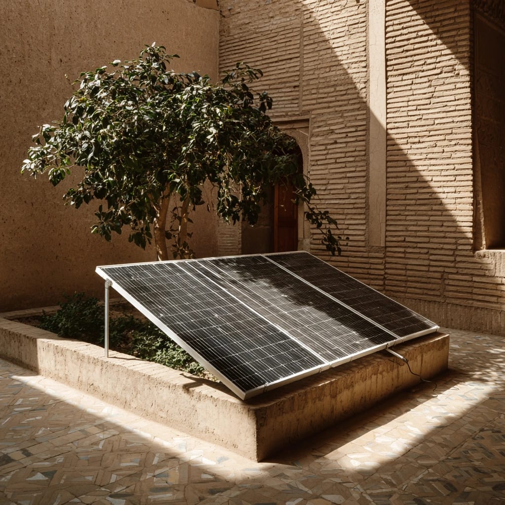 اشتباه در نصب پنل خورشیدی زمینی و قرار گیری در سایه دیوار حیاط