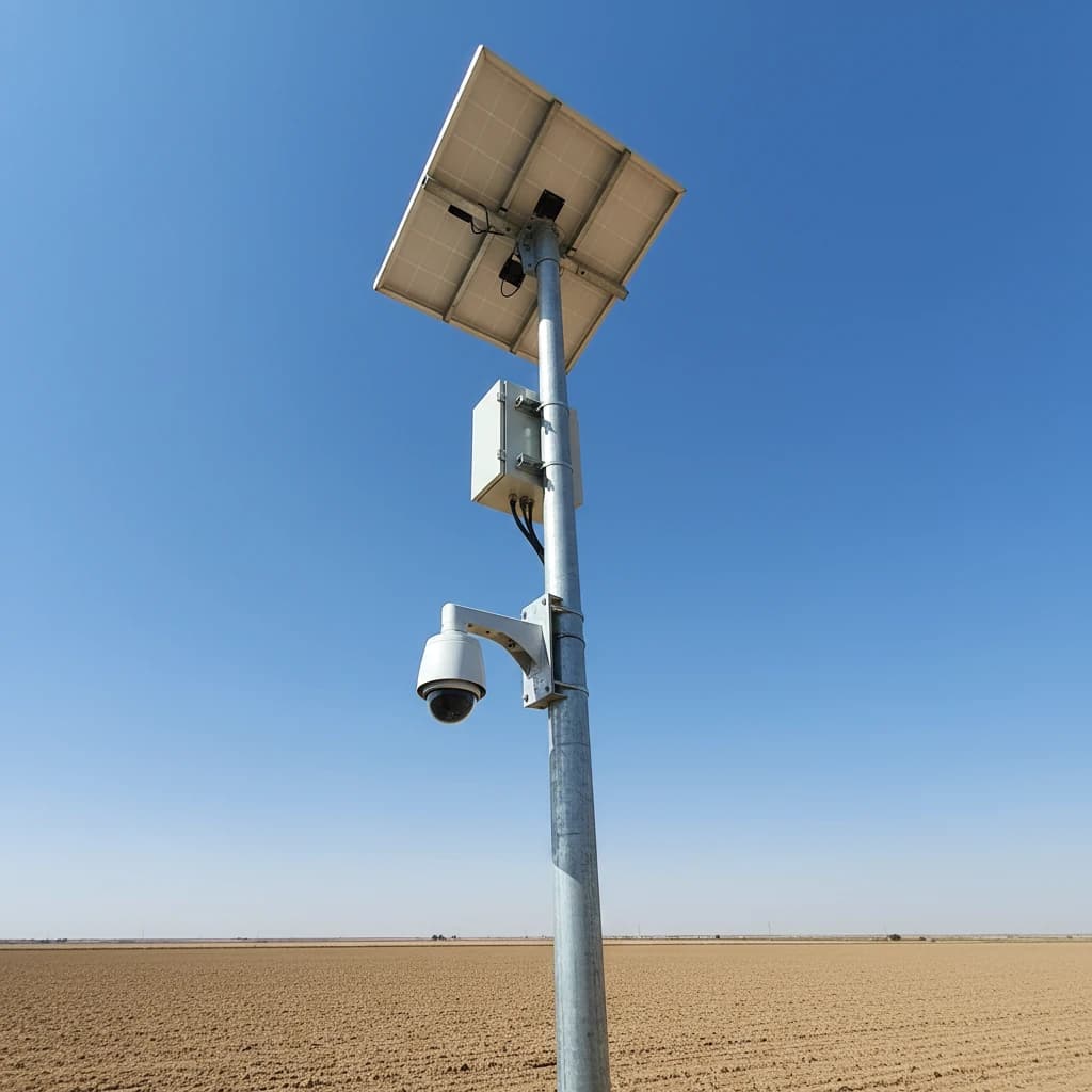 دوربین خورشیدی در زمین کشاورزی وسیع