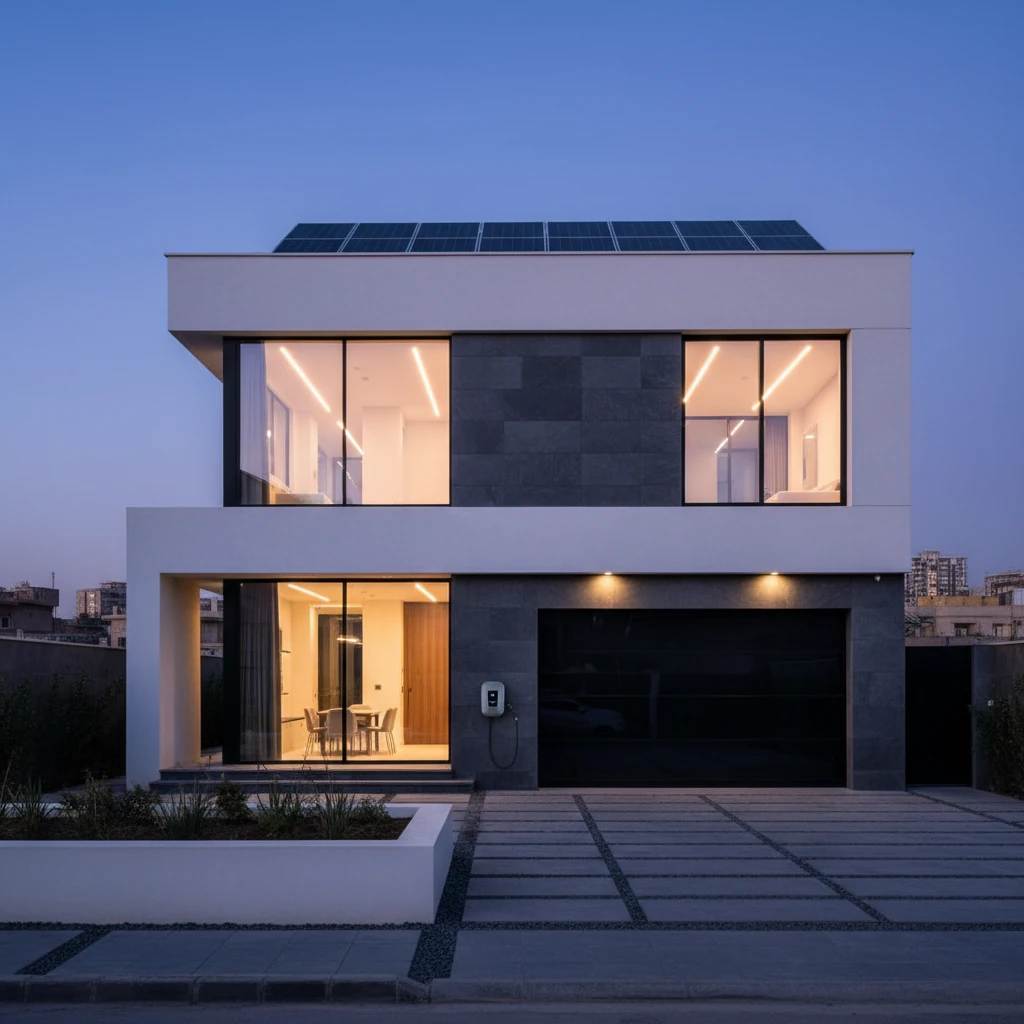 خانه هوشمند خورشیدی با ایستگاه شارژ