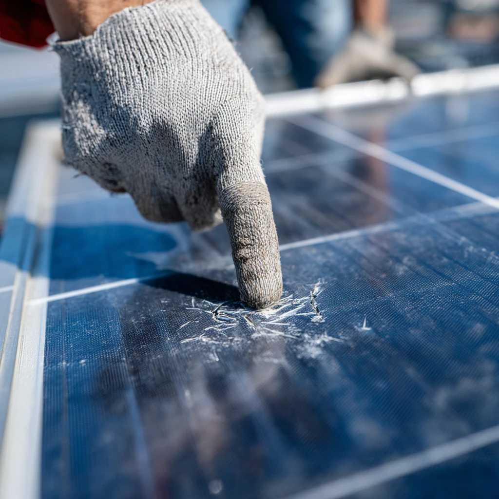 آسیب جدی و پوسته پوسته شدن سطح پنل خورشیدی تقلبی