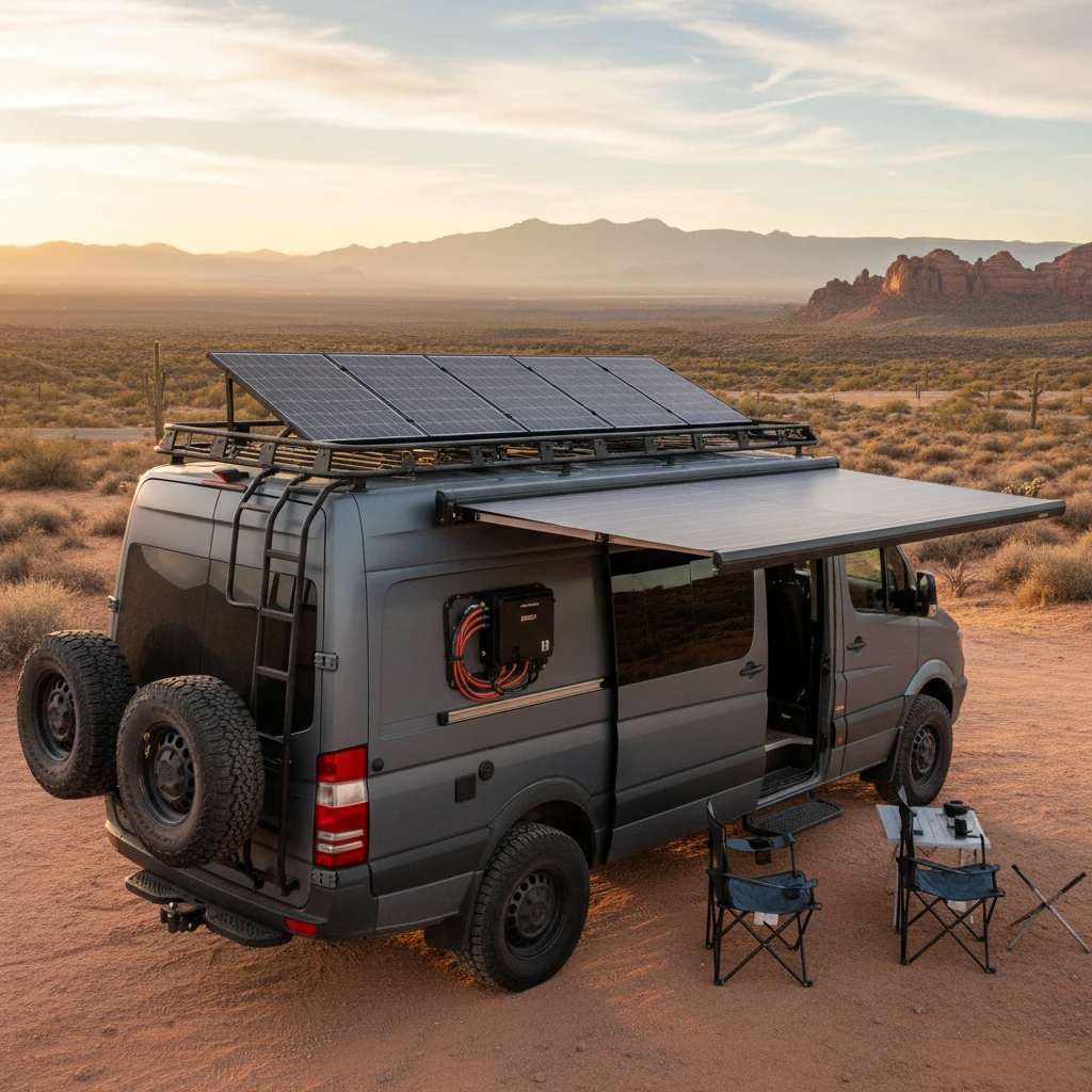 پایه‌ های تنظیم زاویه جهت نصب پنل خورشیدی برای کمپر