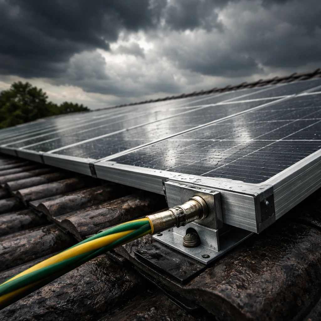 اتصال کابل زمین و ارت به پنل خورشیدی