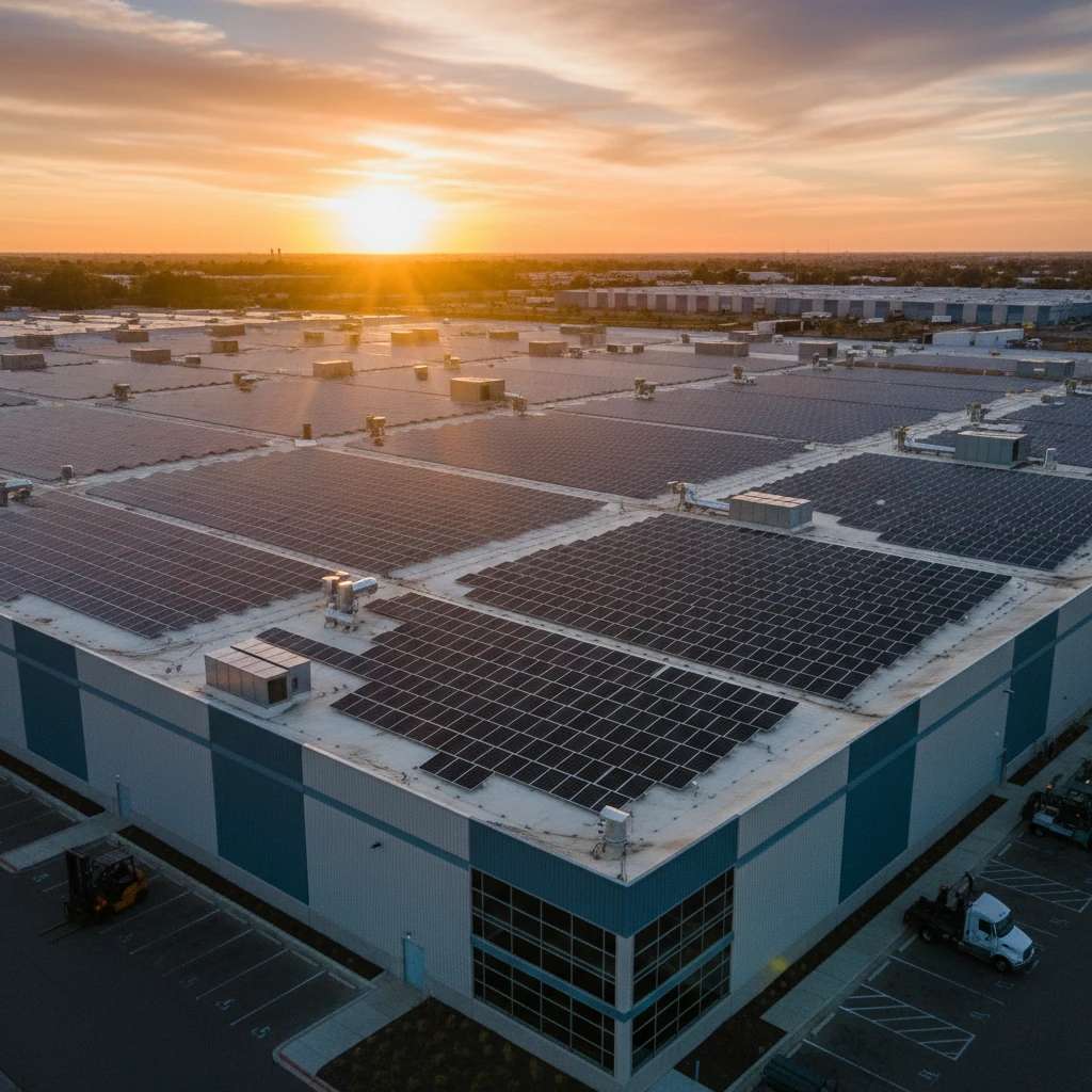 نصب تجهیزات نیروگاه خورشیدی روی سقف سوله صنعتی