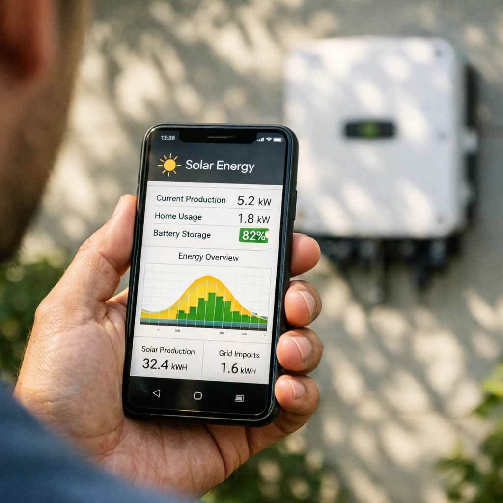 اپلیکیشن مانیتورینگ میزان تولید و مصرف برق خورشیدی.