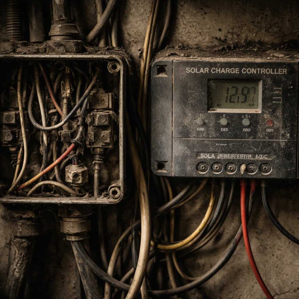 بررسی افت ولتاژ در سیستم خورشیدی با کنترلر شارژ.