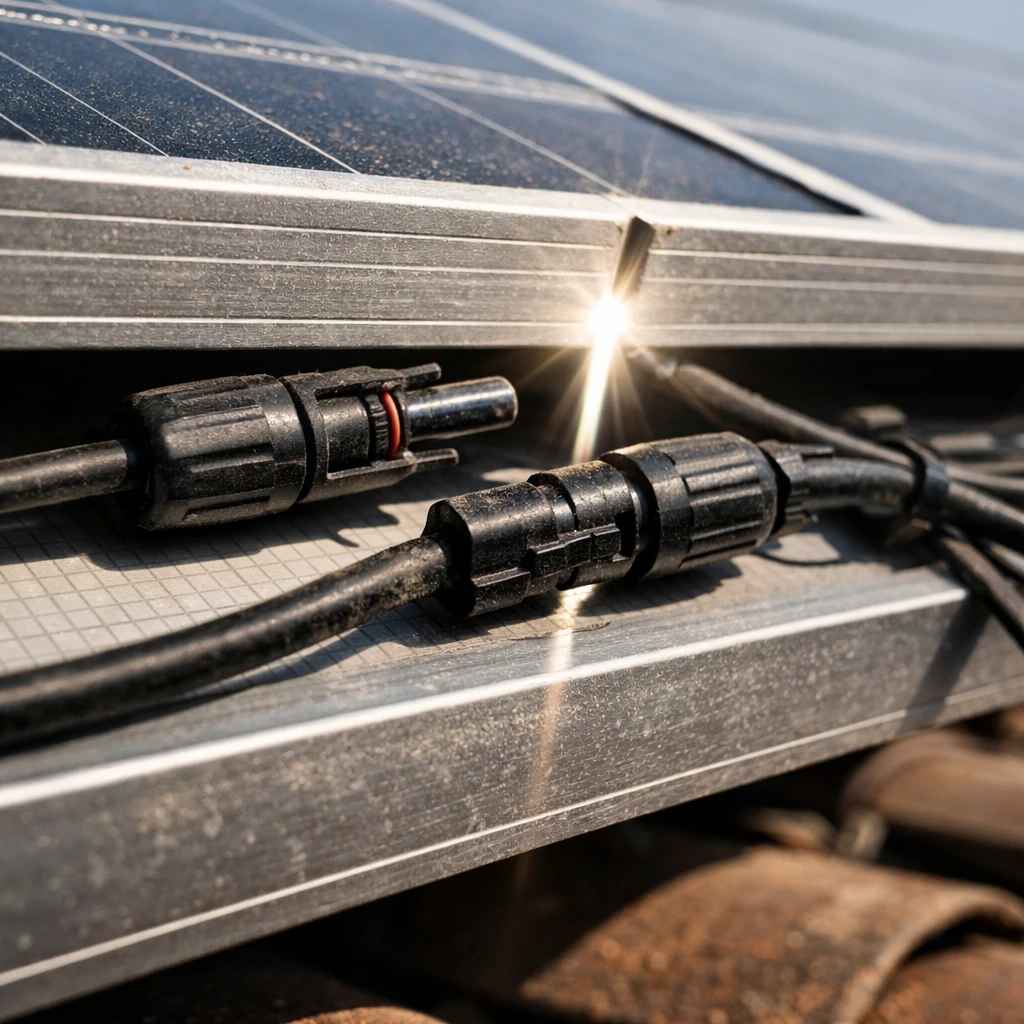 اتصال کابل‌ های پنل خورشیدی با رابط‌ های مشکی