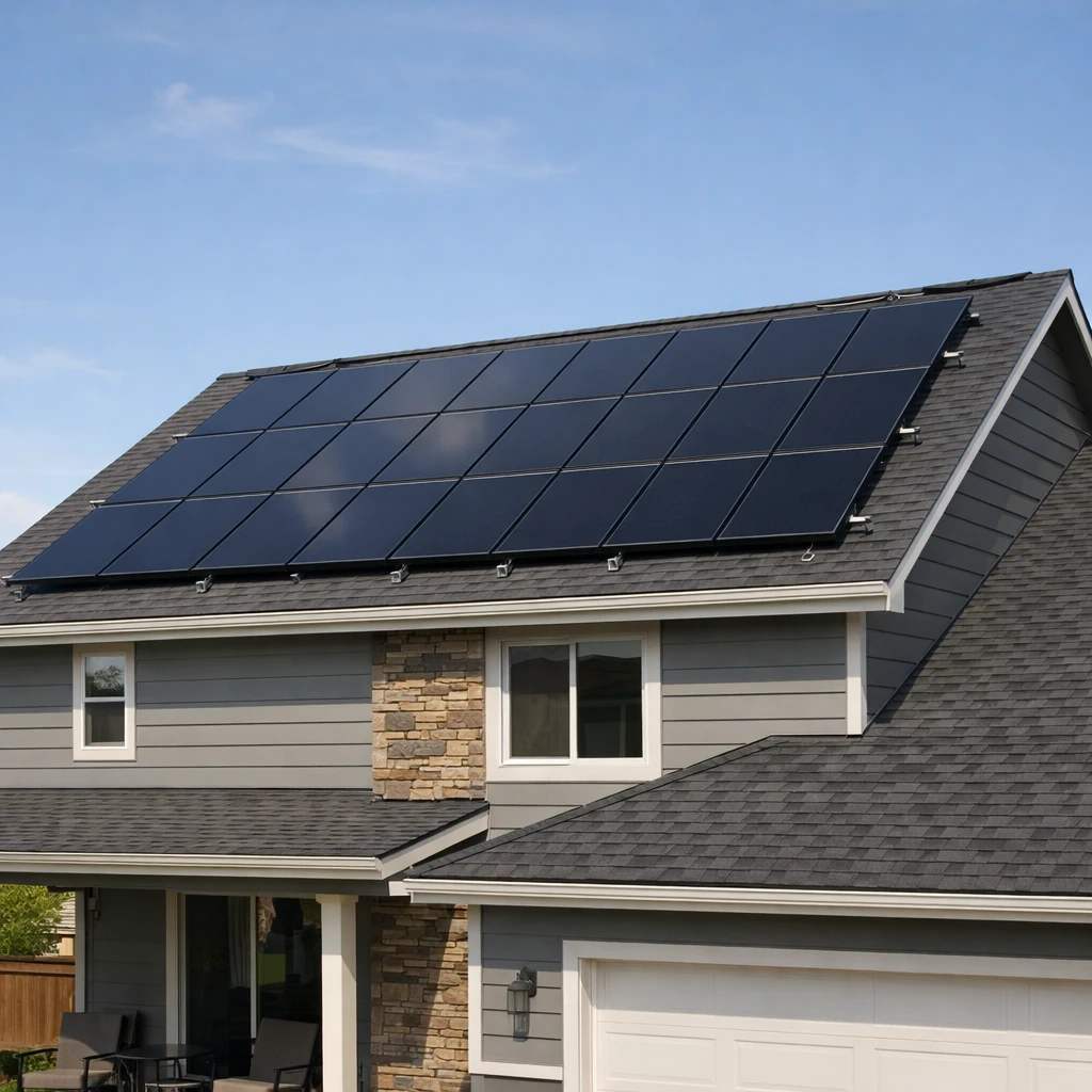 پنل خورشیدی نصب‌ شده روی سقف خانه