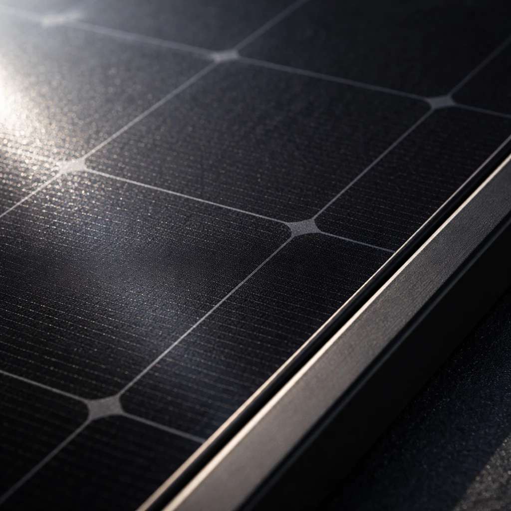 نمای نزدیک از سطح پنل خورشیدی مدرن